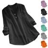 Women's Multi-Color Gauze Blouse Loose Henley Neck 3/4 Sleeve Casual Shirt
