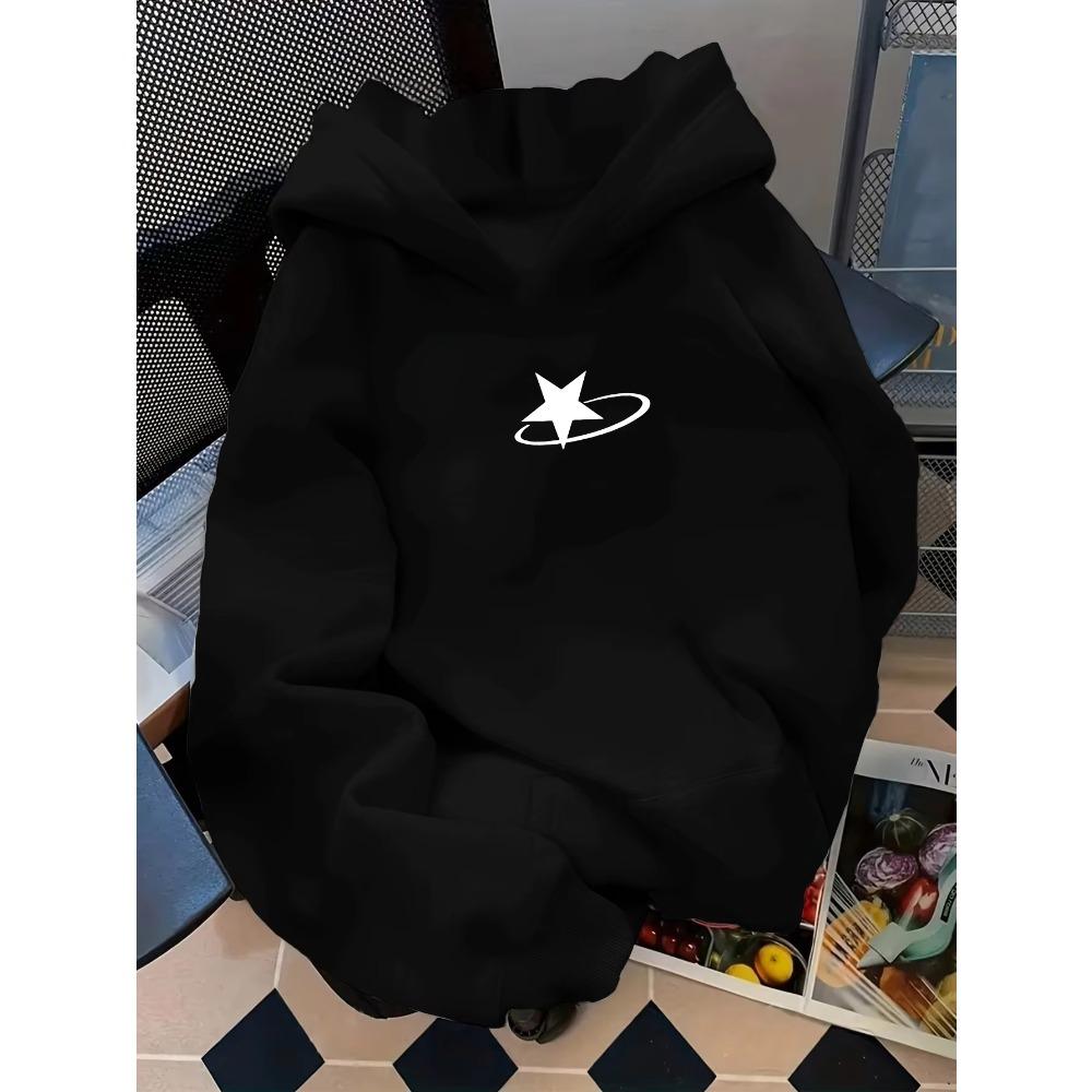 Fashionable Comfortable Star Line Circular Print Spring Autumn Long Sleeved Sweatshirt Casual Sports Loose Versatile Hoodie
