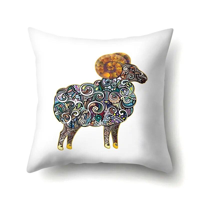Geometric Pillowcase Cartoon Pattern  Lumbar Pillow Sofa   Cushion