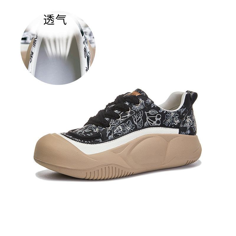 Leather Little White Shoes Women's Autumn New Versatile Shoes Children Ugly Cute Big Head Shoes Thick Baseplate Shoes Casual Women's Shoes