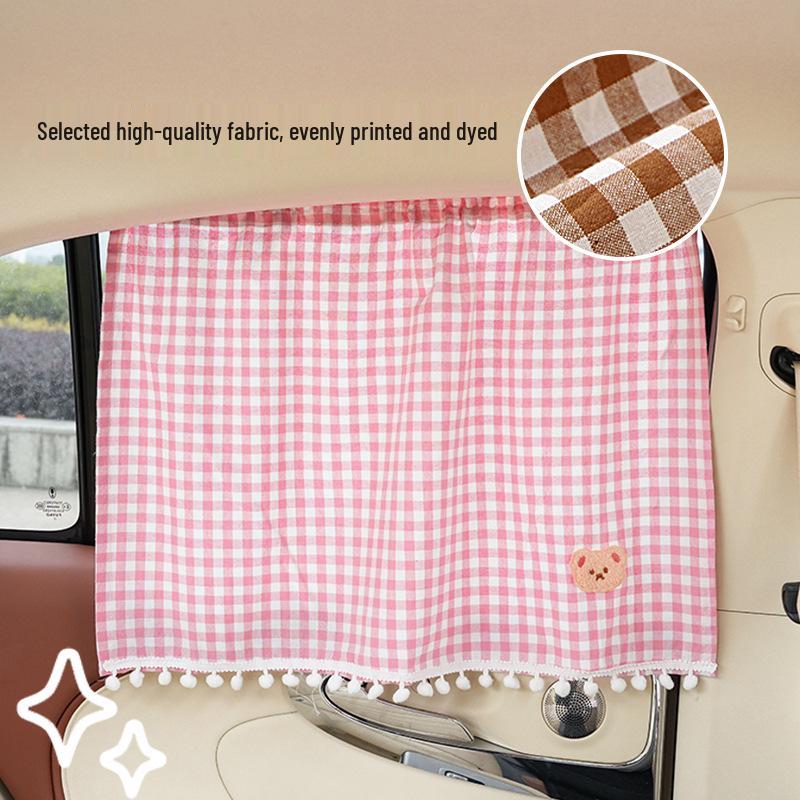 Little Bear Cartoon Cotton Car Sun Shade Curtain: Universal Heat Insulation and Sun Protection for Summer
