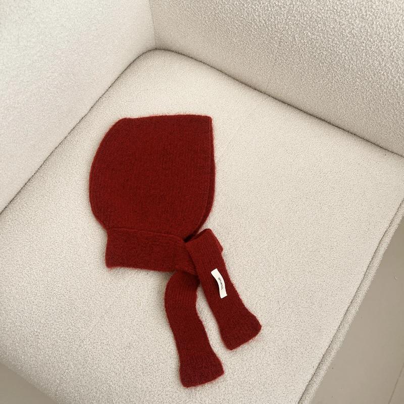 INS Fashion 2-in-1 Kid Scarf Hat Winter Set Knitted Ear Protection Cap with Tie Band for Boys Girls Soft Beanie with Neck Warmer