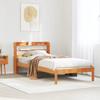 VidaXL Bed Frame with Headboard Wax Brown 75x190 Cm Pine Wood, Bed, Solid Wood Bed Frame, Bedroom Furniture 3306551
