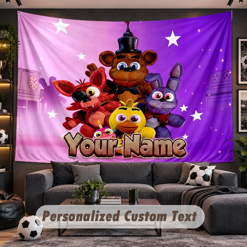 Wall Hanging Tapestry Custom NameFive Nights at Freddy’s Pattern Personalized Printed Fabric Wall Decor