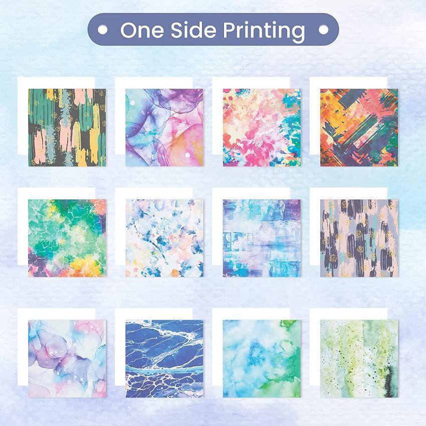 

Scrapbooking Paper,Pack of 24 Sheets Designer Paper Pad Scrapbook Pages 6x6 Inches Single-Sided Watercolor Texture светло-серый