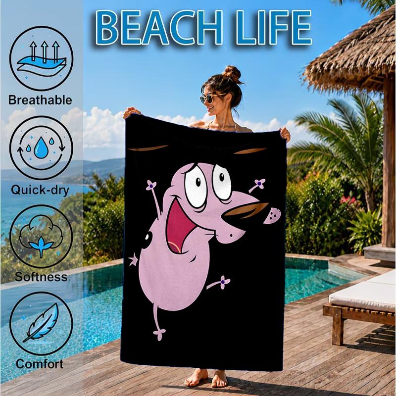Cowardly Dog Cartoon Beach Towel, Microfiber Beach Towel, Perfect For Pool, Beach, Travel, Home Decor Beach Party Fan gifts