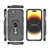 For iPhone 14 Phone Case WANLONFENG PC TPU Back Cover Kickstand with Tempered Glass
