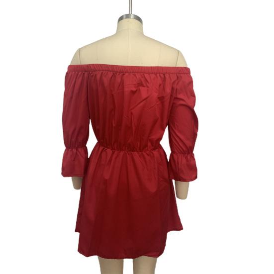Women Dress Off Shoulder Ruffles Summer Solid Color Strapless Mini Dress for Daily Wear