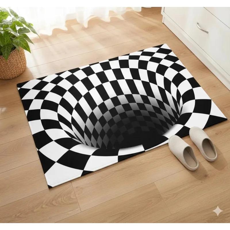 3D Hole Illusion Rug Realistic Cave Floor Rug Unique Optical Illusion Rug for Living Room Fun Novelty Home Decor Popular Rug Ins