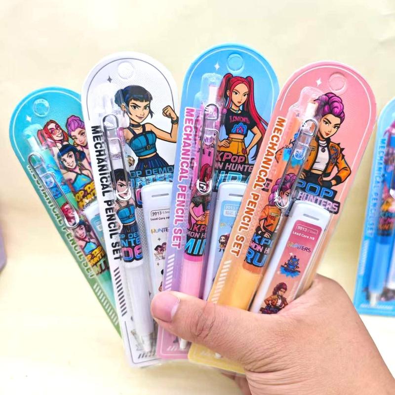 Kpop Lovci démonů 0,5mm Automatická tužka Sada Hladké psaní Kreslicí tužka Kancelářské potřeby Pro studenty Anime Cosplay Potřeby Dárky