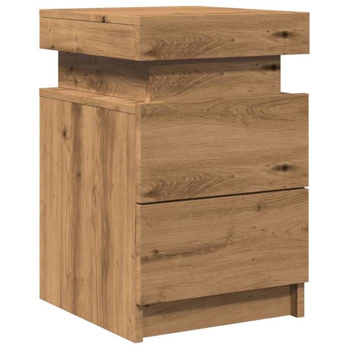 VidaXL Bedside Table with LED Artisan Oak Engineered Wood, Bedside Furniture, Side Table, Bed Cabinet, 857656