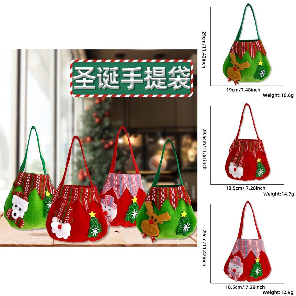 Festive Christmas Fabric Tote Bags With Adorable Santa Snowman And Styles Reindeer