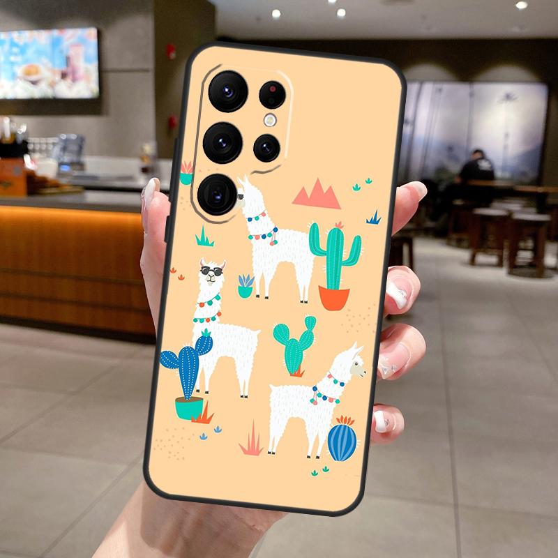 Llama Alpaca Pattern Phone Case For Samsung Galaxy S25 Ultra S24 S22 S21 S23 FE S9 S10 S20 Plus S24 FE Soft Cover