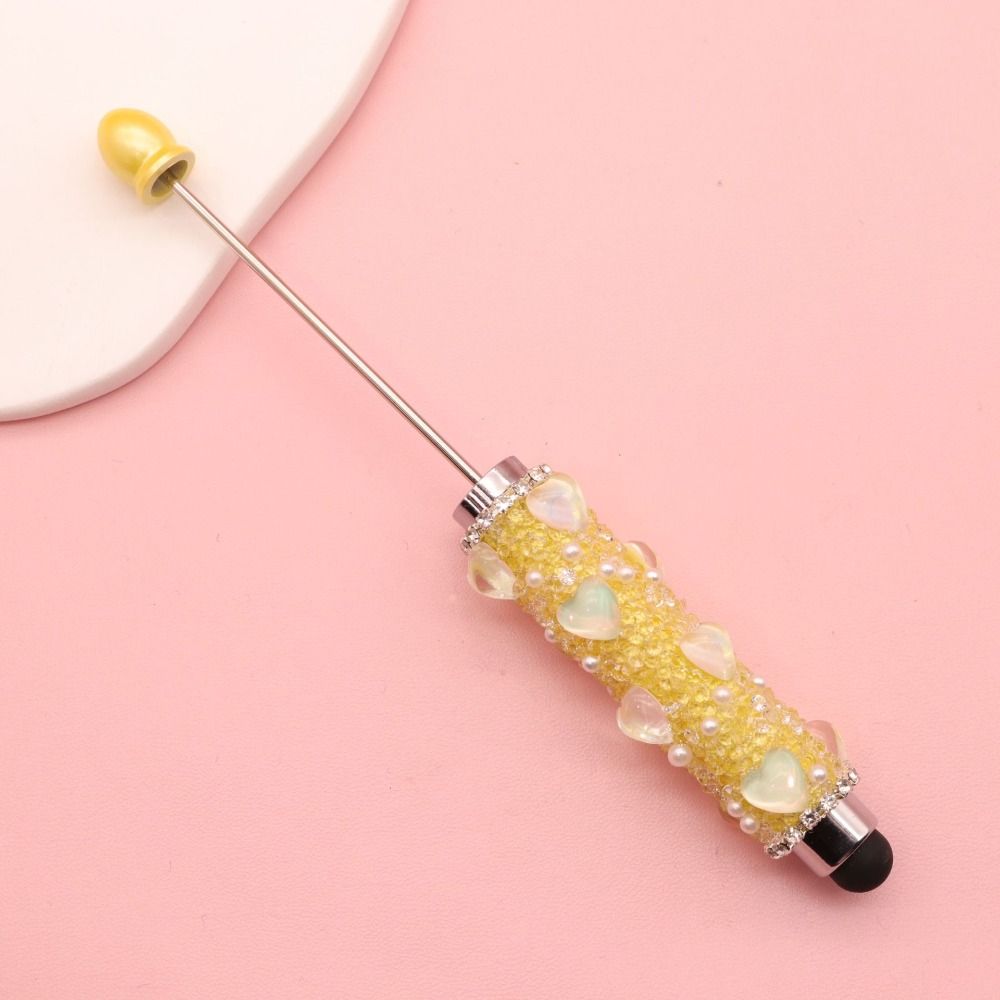 1pc DIY Beadable Beadable Pen Heart Diamond Ballpoint Pen Aesthetic Writing Tool  Students