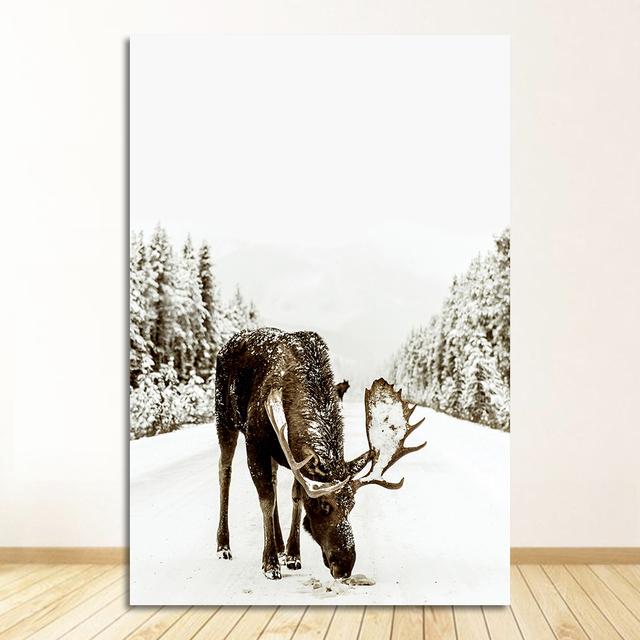 Moose Paintings Pinecone Picture Scandinavian Wall Art Canvas Painting Living Room Decoration Christmas Home Decor Poster Winter
