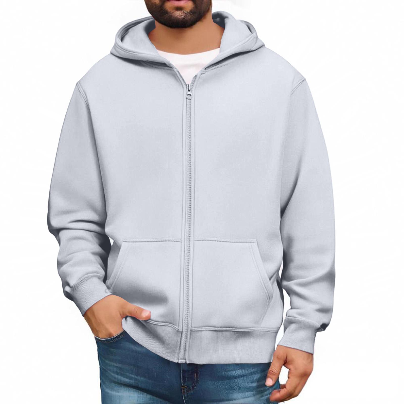 Amydeal Heren Sweatshirts met Lange Mouwen en Volledige Rits, Pullover Tops, Casual en Lange Jassen met Zakken L lichtgrijze kleur