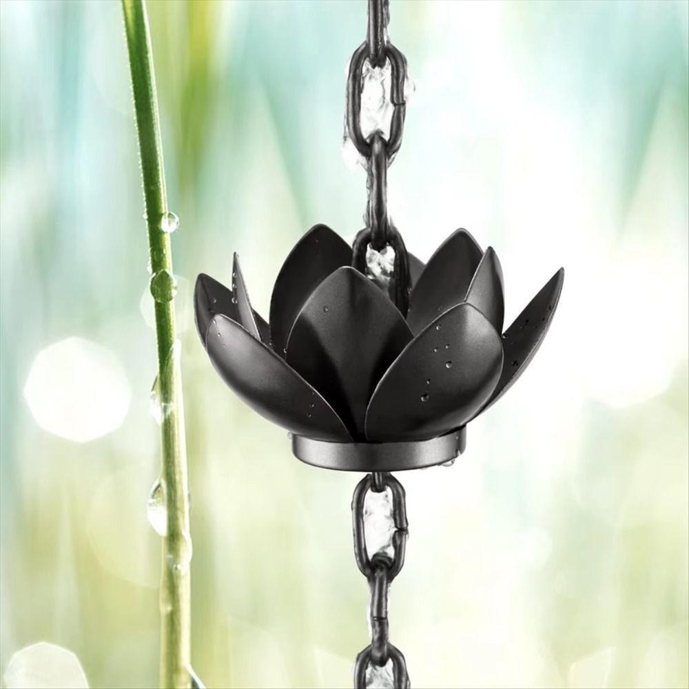 Gutter Rain Chain Adjustable Divert Water Rain Chain Cup Outdoor Metal Replacement Lotus Shape Rain Catcher Chain