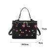 Chic Small Square PU Bag with Cherry Design Women's Trendy Crossbody Bag Sophisticate Commuter Handbag