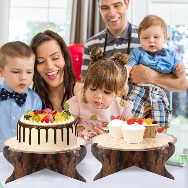 PWood Like Aper Cake Stand For Country Wedding And Birthday Party Decors Forest Style Table Decoration Cupcake Display