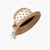 Light luxury vacation elegant polka dot bow straw hat women's sunscreen sun hat straw weaving