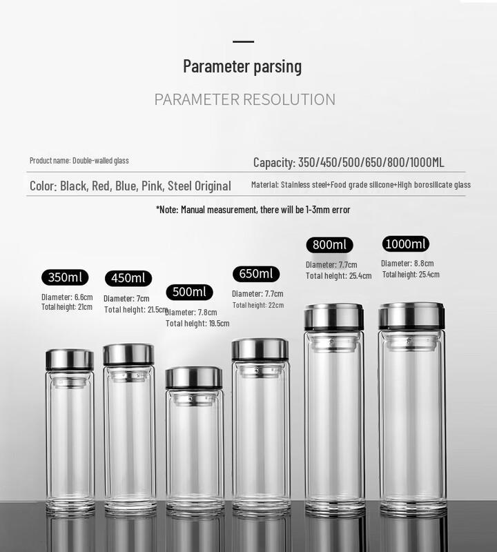 ZISIZ Portable Double-Layer Glass Cup