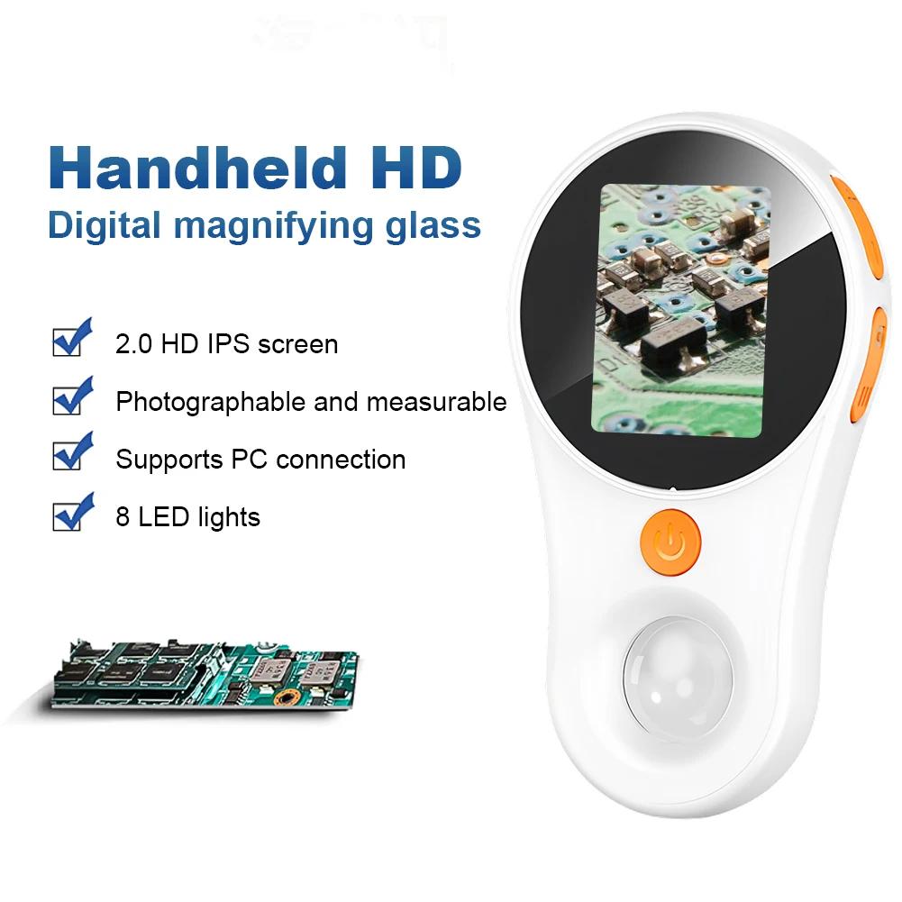 500X Digital Microscope 1080P 2.0inch Video Coin Microscopio Camera with 8 LED Light Handheld Magnifier for Electronics Repair