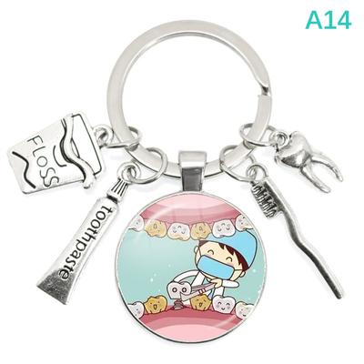 Creative Cute Cartoon Teeth Pattern Dentist Medal Keychain Dentist Pendant