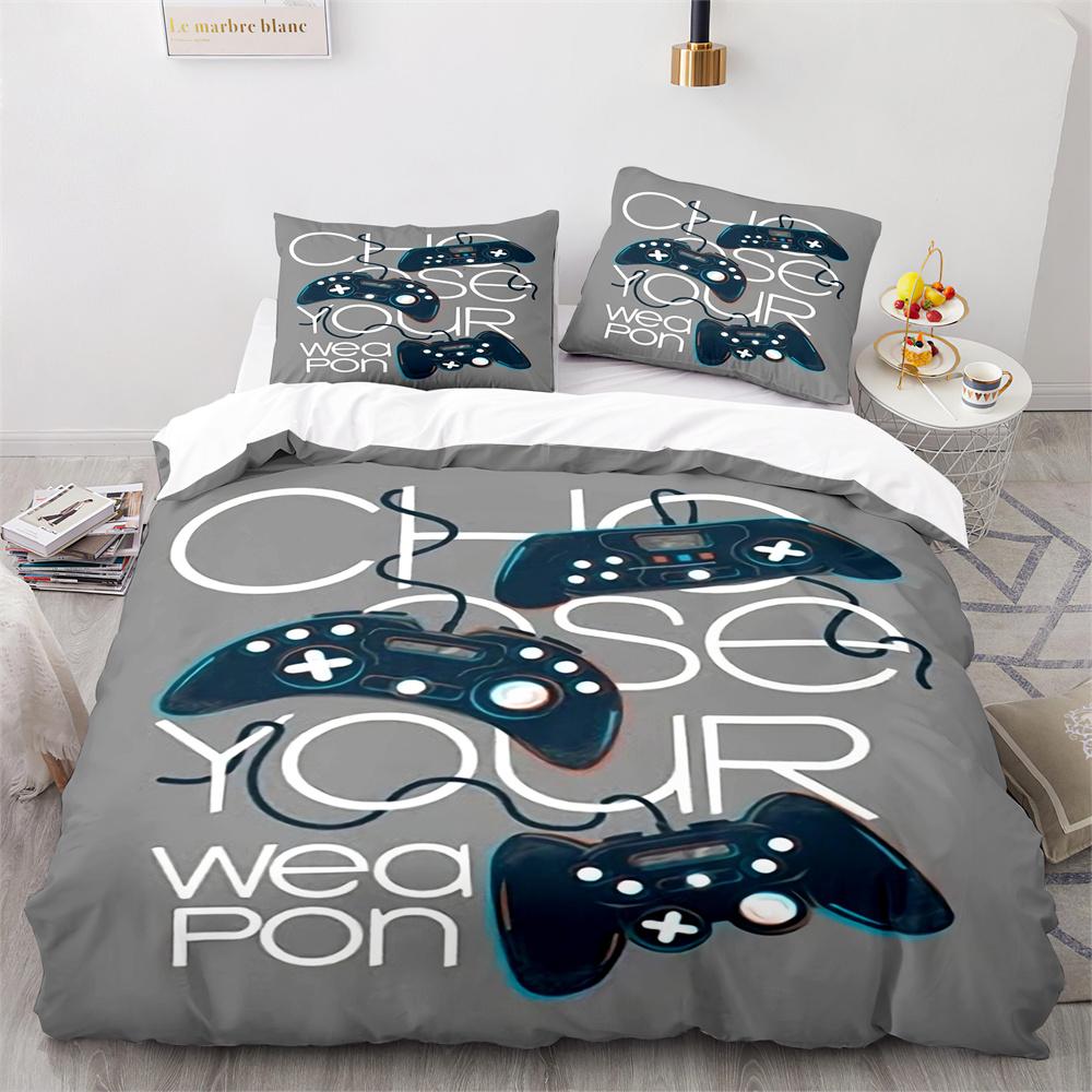 Blue Gamepad Duvet Cover Set Single Double Size For Boys Girls Game Lover Bedding Set Polyester Comforter Cover With Pillowcase