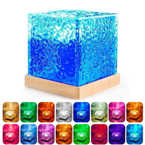 Yousheng Rotating Ripple Night Light 16 Color Changing LED Bedside Lamp with Remote Creative Water Wave Projection for Bedroom Decor