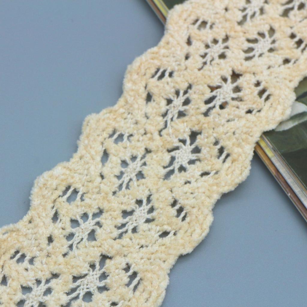 Fleece Double Serrated Lace Cotton Embroidery Lace, Cotton Thread Lace Water Soluble Embroidery Lace