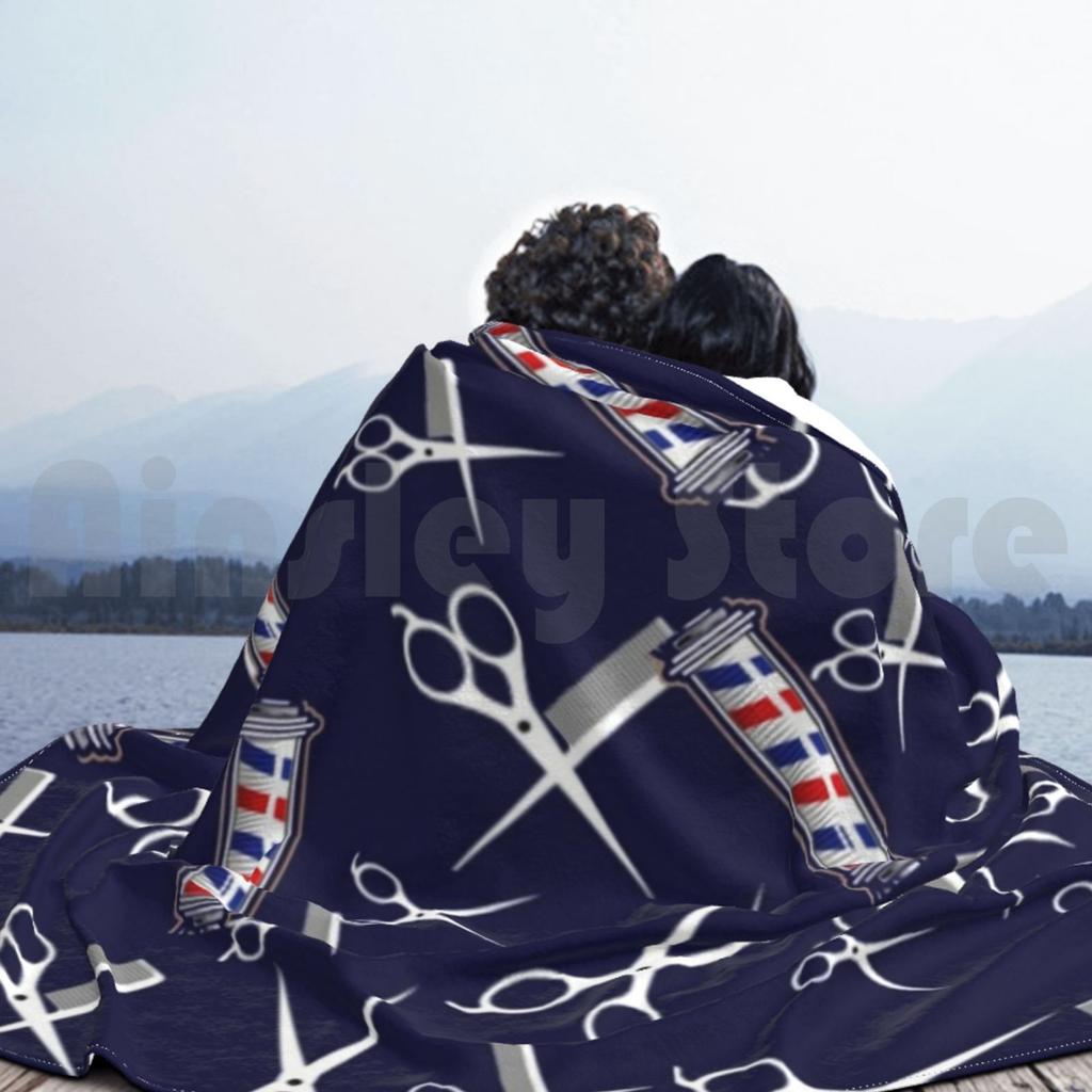 Barber Shop Pattern Hair Stylist Fashion Blanket For Sofa Bed Travel Barber Birthday Barber Barber Inspired