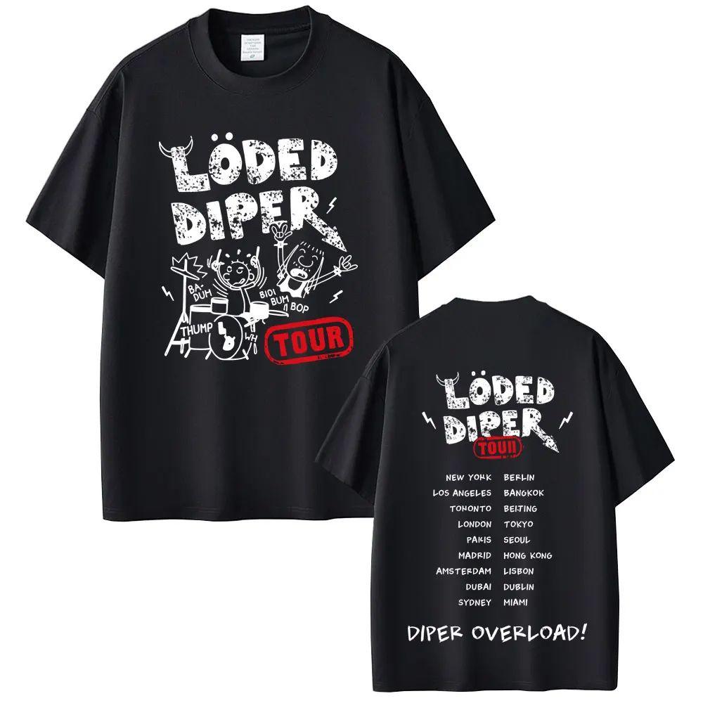 Vintage Rock Harajuku T Shirt Loded Diper Diper Overload Tour Tshirt Oversized Short Sleeve Casual Cotton Print T Shirts Unisex S