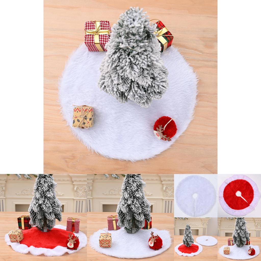 Elegant Red And White Trim Christmas Tree Skirt Soft Fabric Modern Holiday Decor