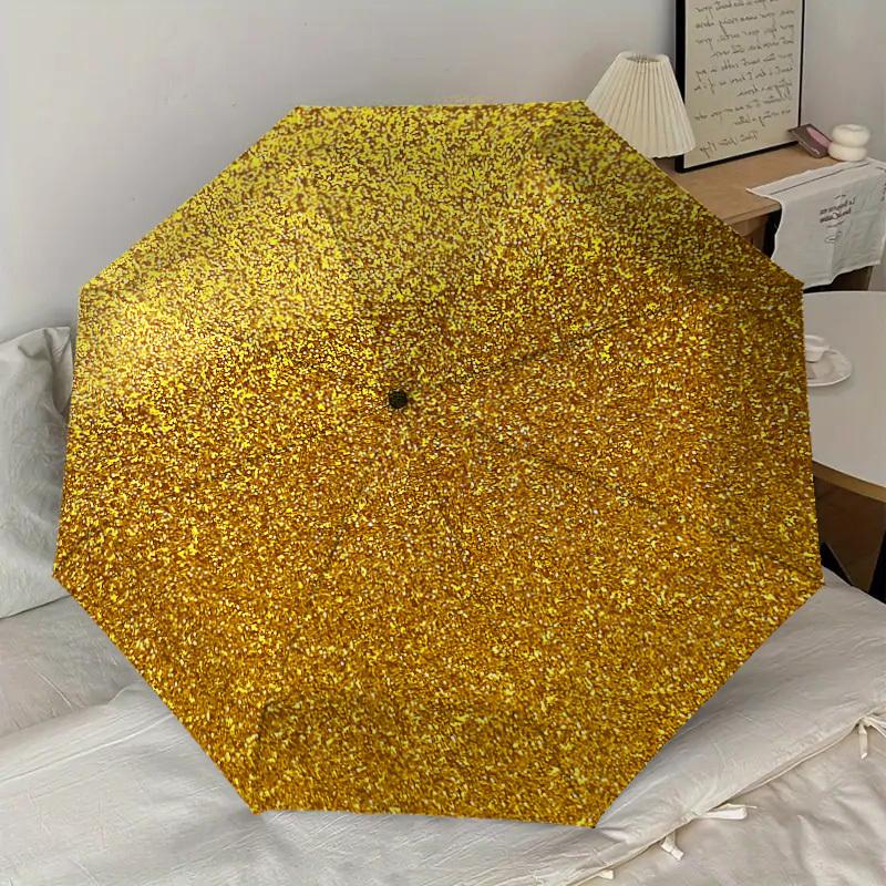 1 ks Zlatý třpytivý vzor Design deštníku Automatické otevírání a zavírání Deštník, Vysoce kvalitní Cestovní deštník, Lehký a přenosný, -22