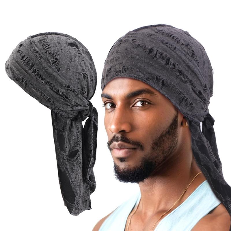 Cotton Hip Hop Bandana Headscarf Breathable Headband Long Tail Pirate Cap Strap Headband Hat Cycling Head Scarf Hole Bandana Cap