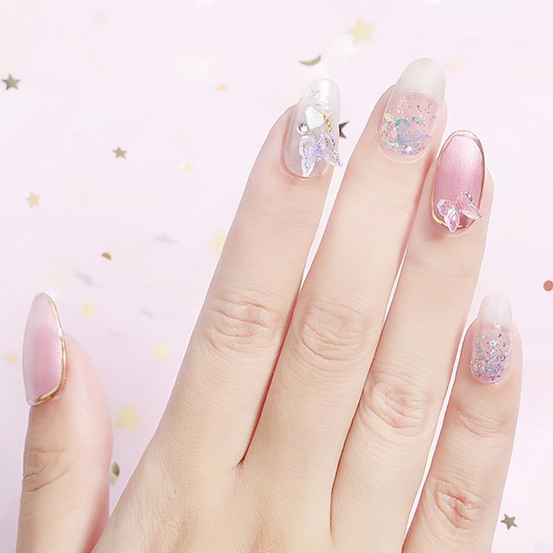 20PCS Auroras Bowknot 3D Nail Art Decoration Resin Nail Charms Jelly Color Glitter Nail Ribbon Bows Butterfly DIY Manicure Salon