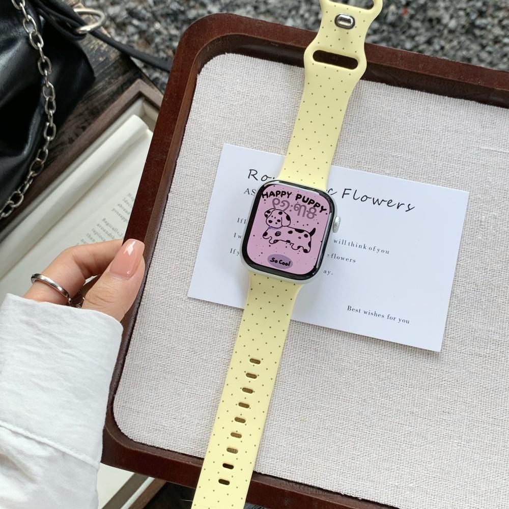 Wide Floral Polka Dot Silicone Strap Butterfly Buckle for Apple Watch Series12 11 10 SE1 2 3/Ultra4 3 2 38/42/45/49 mm