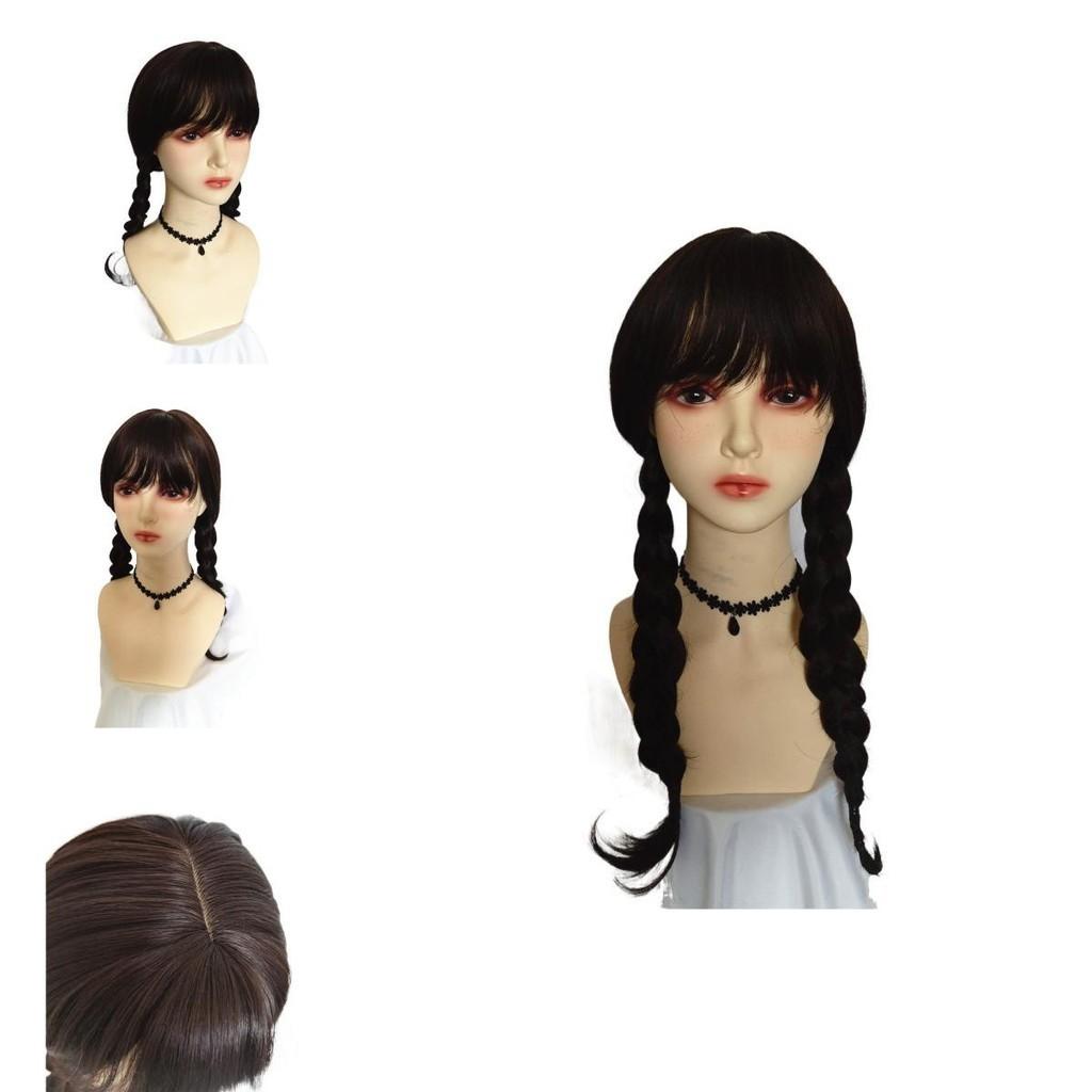 Wednesdays Addams Family Hair Knitting Wig – Halloween Cosplay Party Style