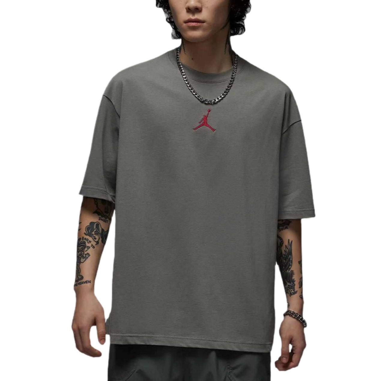 

Jordan Oversized Casual Solid Color Comfortable Skin-Friendly Soft Short Sleeve T-Shirt Men Tops Light-Gray IH0833029 XXL