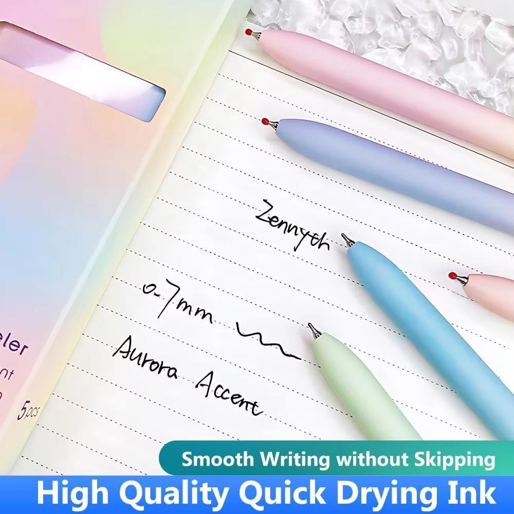 5/6Pcs Gifts Aurora Gradient Color Gel Ink Pens Low Center Gravity 0.5mm Signature Pens Push-type Quick Drying School Supplies