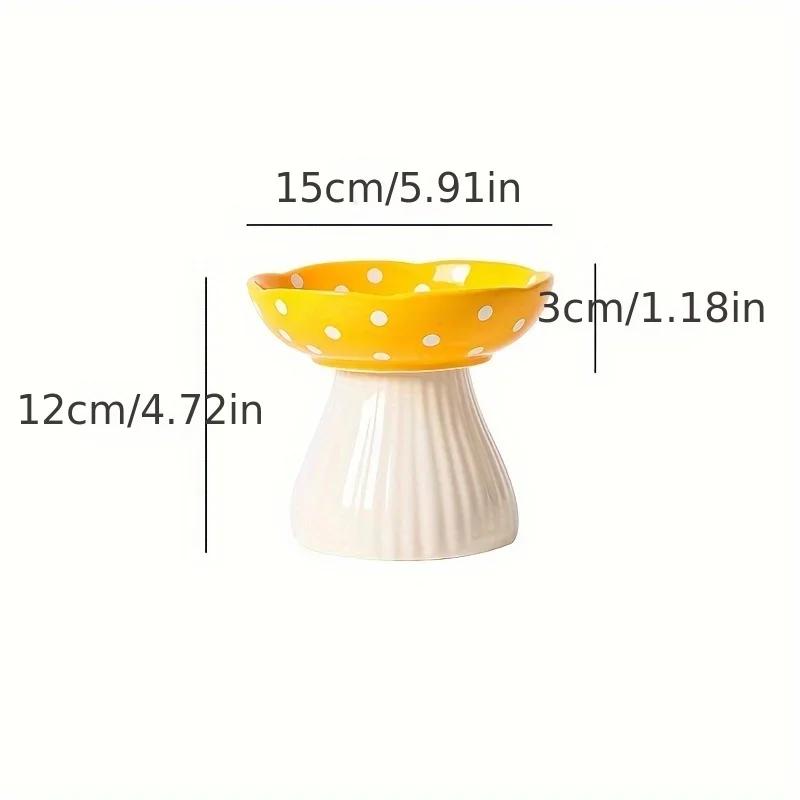 

Mushroom Bowl Pet Feeding Water Bowl Resin Home Decoration Outdoor Statue Crafts Ornaments Holiday 12x15cm жовтий