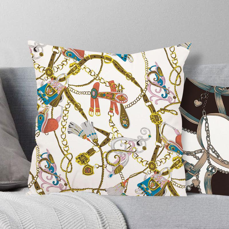 Retro Animal Chain Mixed Elements Digital Printing Pillow Case Car Waist Pillow