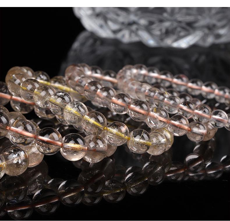 Natural Golden Rutilated Quartz Round Bead Bracelet - DIY Rutilated Quartz Beaded Jewelry