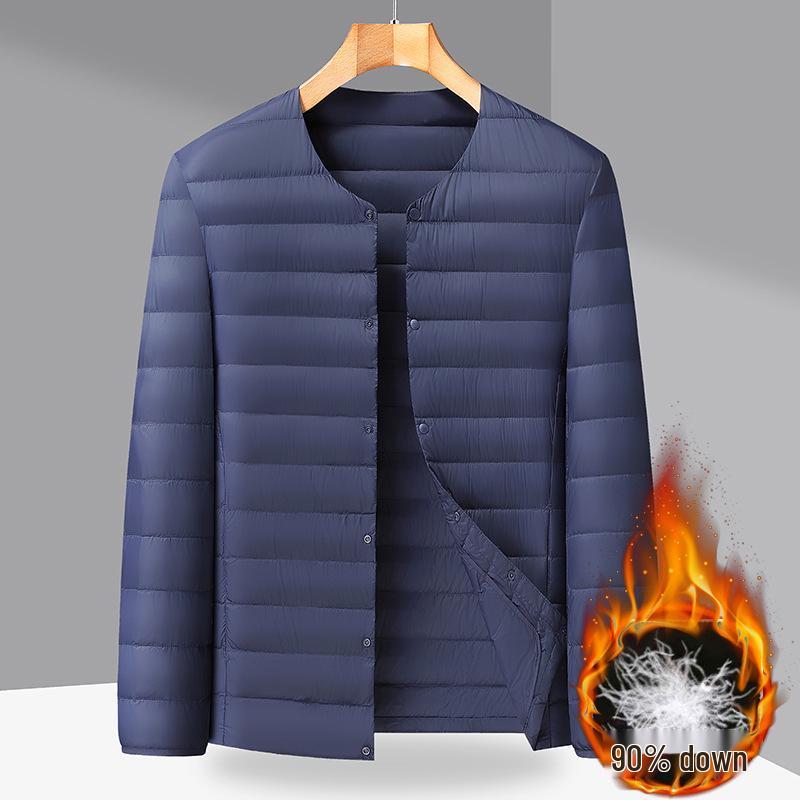 

Fat Little Brother 2025 Men s Plus Size Lightweight Collarless Down Jacket, Autumn/Winter Fashion 6XL темно-синього кольору
