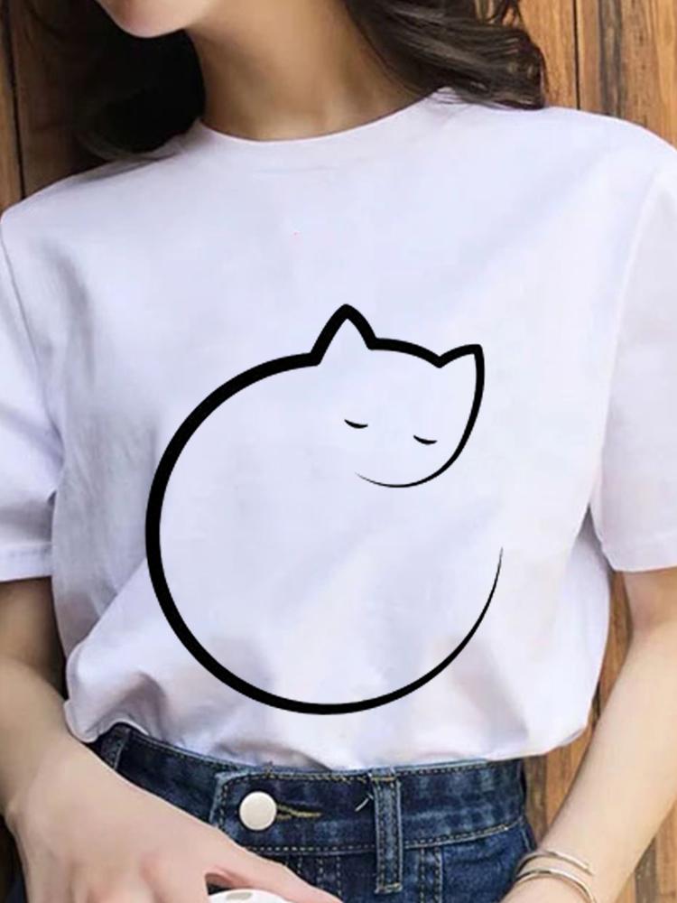 Women Fashion 2022 Cartoon Shirt Print Summer T-Shirts Female Sexy T-Shirt Aesthetic Clothes Summer Tops Trend Graphic T Top