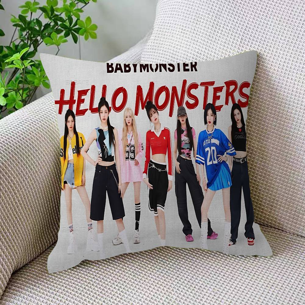 Korean Girl Group B-Babymonster Pillow Anime Pillow Sofa Bed Head Pillow Cover Cushion Cover 45x45 Cm Fashion