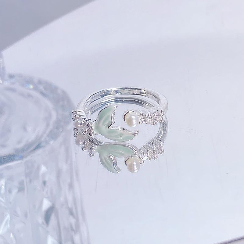 Butterfly Zircon Enamel Oil Dripping Fish Tail Open Ring, Personalized Niche Design, Light Luxury, High-End Ring, Woman