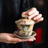 Dunhuang Ru Kiln Ceramic Gongfu Tea Set with Anti-scald Side Handle Pot