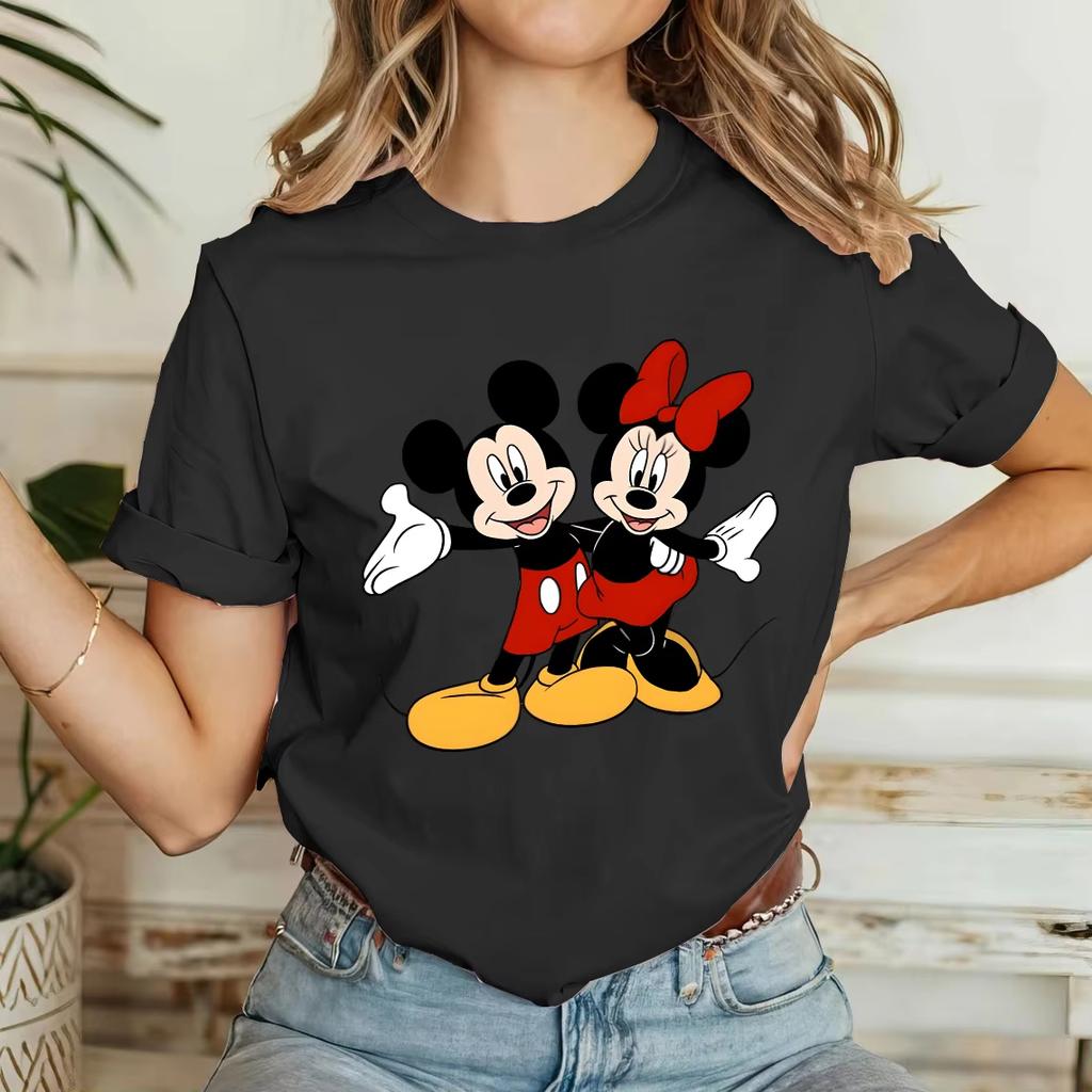 CoolTrendy Casual Mickey Minnie Print Cute Shortsleeved Tshirt Casual Fashion Elegant Top Family Party Camping