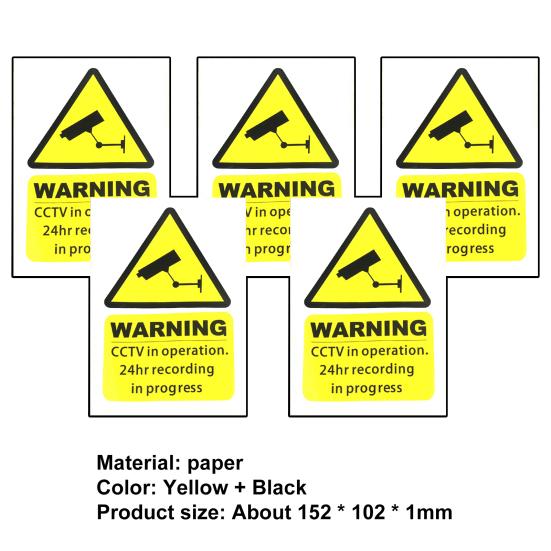 5 stk skiltdekaler 150 mm vanntett 100 mm x attraktiv CCTV i drift bil